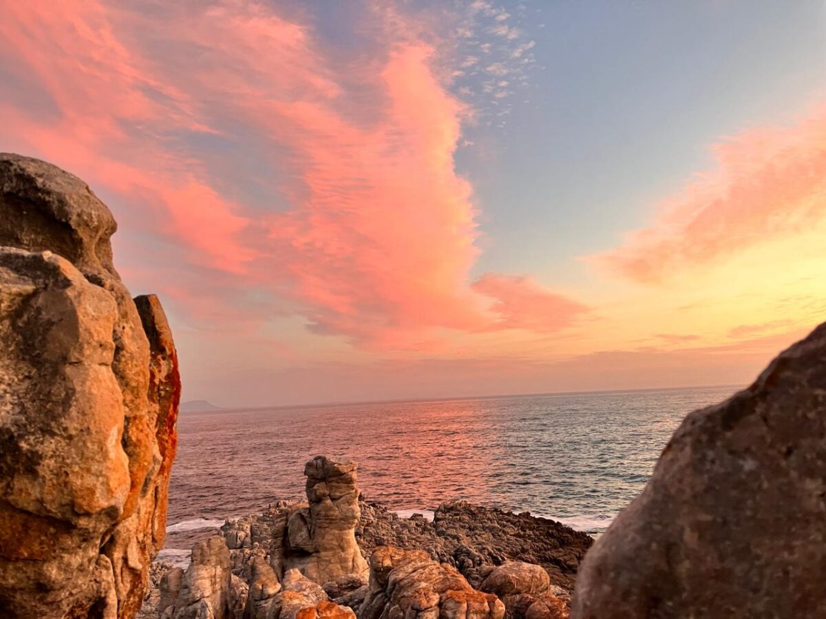 Sunset over the ocean from the Hermanus cliff path